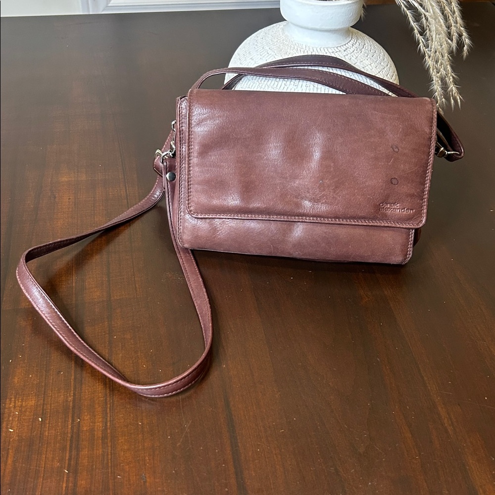Derek Alexander Leather Crossbody Handbag Half Flap Organizer - Picture 12 of 16